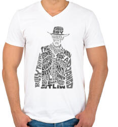 printfashion Cowboy - Férfi V-nyakú póló - Fehér (69166)