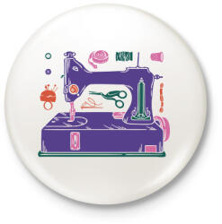 printfashion Varrógép - Kitűző, hűtőmágnes - Fehér (7628693)