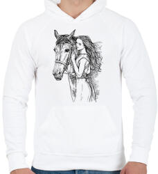 printfashion lovas - Férfi kapucnis pulóver - Fehér (15765133)