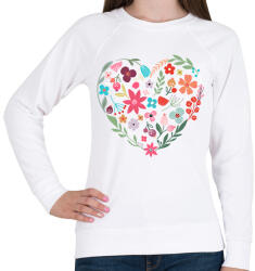 printfashion Virág szív - Női pulóver - Fehér (6535957)