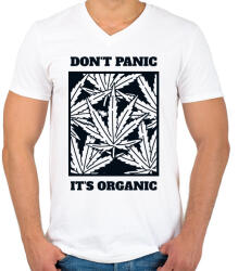 printfashion Dont Panic- Organic! - Férfi V-nyakú póló - Fehér (2855649)
