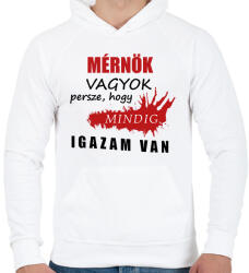 printfashion Mérnök vagyok. . . - Férfi kapucnis pulóver - Fehér (16285957)