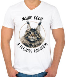 printfashion Maine Coon - Legjobb barát - Férfi V-nyakú póló - Fehér (7168132)
