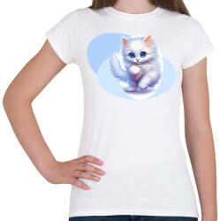 printfashion Fehér cica - Női póló - Fehér (14777367)