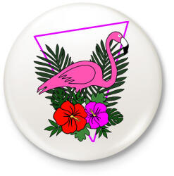 printfashion Flamingo - Kitűző, hűtőmágnes - Fehér (13644983)