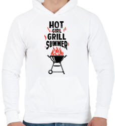 printfashion Hot grill summer - Férfi kapucnis pulóver - Fehér (13688744)