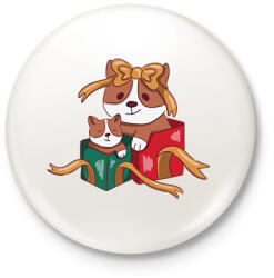 printfashion Karácsonyi corgik - Kitűző, hűtőmágnes - Fehér (10146033)