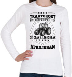 printfashion TRAKTOROS SZÜLINAP - Április - Női hosszú ujjú póló - Fehér (2647247)