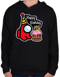 printfashion Szülinapos among us - Gyerek kapucnis pulóver - Fekete (12423753)