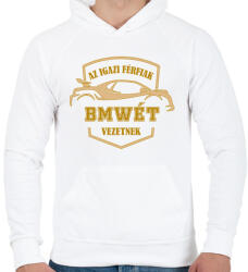 printfashion BMWés sofőr - Férfi kapucnis pulóver - Fehér (4796143)