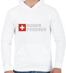printfashion Roger Federer - Férfi kapucnis pulóver - Fehér (1902342)