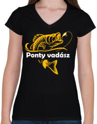printfashion Pontyász - Női V-nyakú póló - Fekete (2614314)