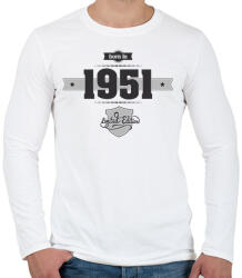 printfashion born-in-1951-(dark&lightgrey) - Férfi hosszú ujjú póló - Fehér (468873)