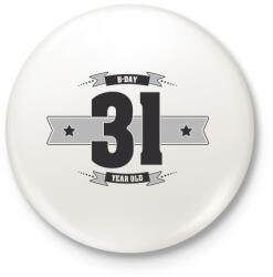 printfashion b-day-31-dark-lightgrey - Kitűző, hűtőmágnes - Fehér (3076384)