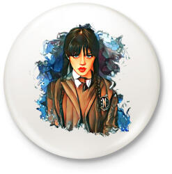 printfashion Wednesday Addams Family - Kitűző, hűtőmágnes - Fehér (11555590)