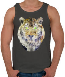 printfashion Biometrikus tigris - Férfi atléta - Sötétszürke (37910)