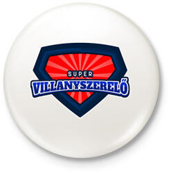 printfashion SUPER VILLANYSZERELŐ - Kitűző, hűtőmágnes - Fehér (11491661)
