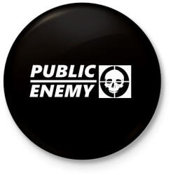 printfashion PUBLIC ENEMY FEHÉR - Kitűző, hűtőmágnes - Fekete (3098074)