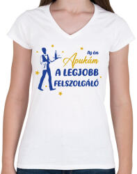 printfashion Az én apukám - Felszolgáló - Női V-nyakú póló - Fehér (9429990)