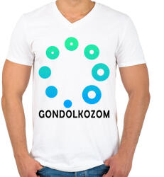 printfashion Gondolkozom - Férfi V-nyakú póló - Fehér (2266707)