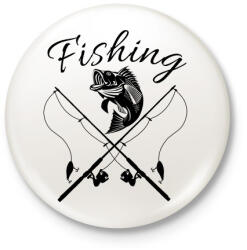 printfashion Fishing - Kitűző, hűtőmágnes - Fehér (4579156)