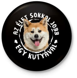 printfashion Akita Inu - Kitűző, hűtőmágnes - Fekete (5440485)