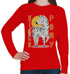 printfashion Tigris póni - zebra - Női pulóver - Piros (5626100)