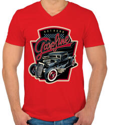 printfashion HOT ROAD - Férfi V-nyakú póló - Piros (51144)