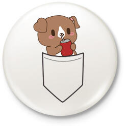 printfashion Kutyus zsebben páros minta - Kitűző, hűtőmágnes - Fehér (14134100)