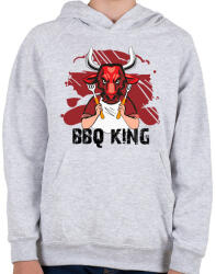 printfashion BBQ king - Gyerek kapucnis pulóver - Sport szürke (3113798)