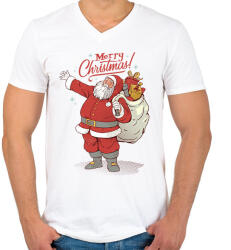 printfashion Mikulás - Férfi V-nyakú póló - Fehér (14617026)