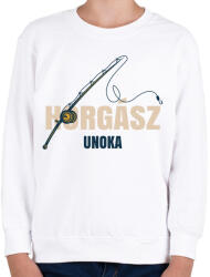 printfashion Horgász unoka - Gyerek pulóver - Fehér (4836174)