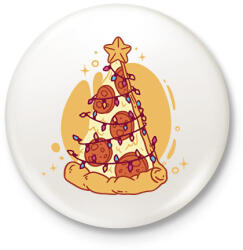 printfashion Pizzás karácsonyfa - Kitűző, hűtőmágnes - Fehér (11280278)