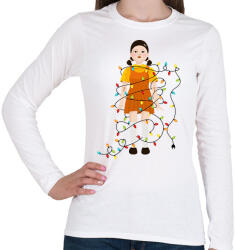 printfashion Karácsonyi Squid Game Baba - Női hosszú ujjú póló - Fehér (5681679)
