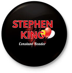 printfashion stephen king állandó olvasója - Kitűző, hűtőmágnes - Fekete (3098757)