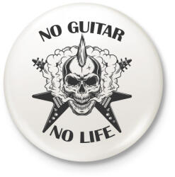 printfashion No guitar, No life - Gitáros koponya - Kitűző, hűtőmágnes - Fehér (6372915)