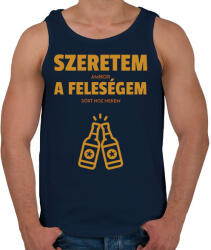 printfashion Szeretem, amikor a feleségem sört hoz nekem - Férfi atléta - Sötétkék (11497442)