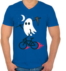 printfashion Ghost Rider - Férfi V-nyakú póló - Királykék (3624033)