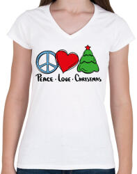 printfashion Karácsony - peace love christmas - Női V-nyakú póló - Fehér (5605344)