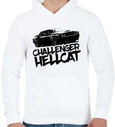 printfashion Dodge Challenger Hellcat - Férfi kapucnis pulóver - Fehér (7590202)