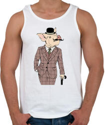 printfashion British style Pig - Férfi atléta - Fehér (1247322)