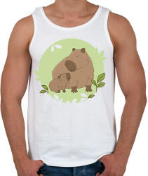 printfashion Capybara és kicsinye - Férfi atléta - Fehér (13887269)