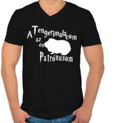 printfashion A Tengerimalacom az én Patrónusom - Férfi V-nyakú póló - Fekete (16499962)