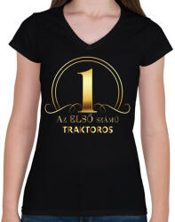 printfashion Az első számú traktoros - Arany - Női V-nyakú póló - Fekete (6596418)