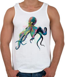 printfashion Színes polip - Férfi atléta - Fehér (14310282)