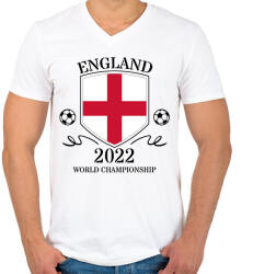 printfashion England 2022 - Férfi V-nyakú póló - Fehér (10794798)