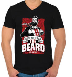 printfashion Ne félj, itt a szakállam! - Férfi V-nyakú póló - Fekete (215589)