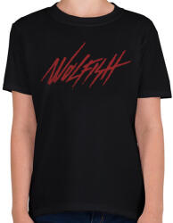 printfashion Wolfish - Gyerek póló - Fekete (8798)
