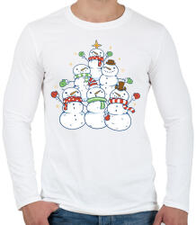 printfashion Hóember karácsonyfa - Férfi hosszú ujjú póló - Fehér (10772077)