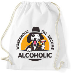 printfashion Workaholic - Alcoholic - Sportzsák, Tornazsák - Fehér (7447038)